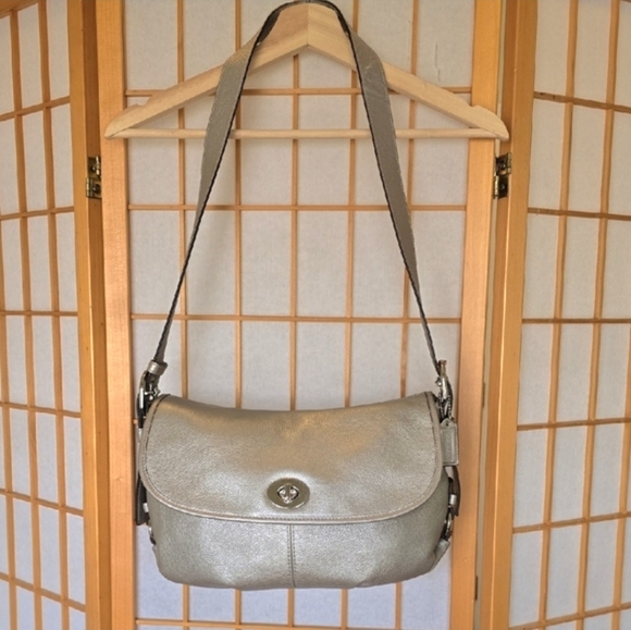Coach Metallic Leather Flap Duffle Bag - Picture 9 of 13